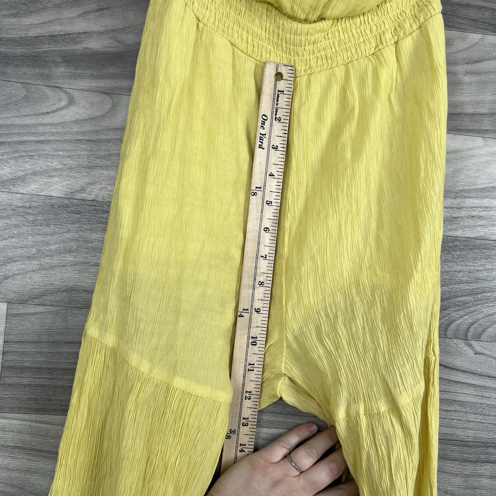Pink Lily Strapless Tube Top Romper Women XS Yellow Coastal Beach Flowy Festival - Picture 7 of 16